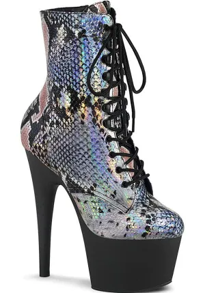 ADORE-1020SP [Silver Holo Snake Print] | PLATFORM BOOTS [PREORDER]