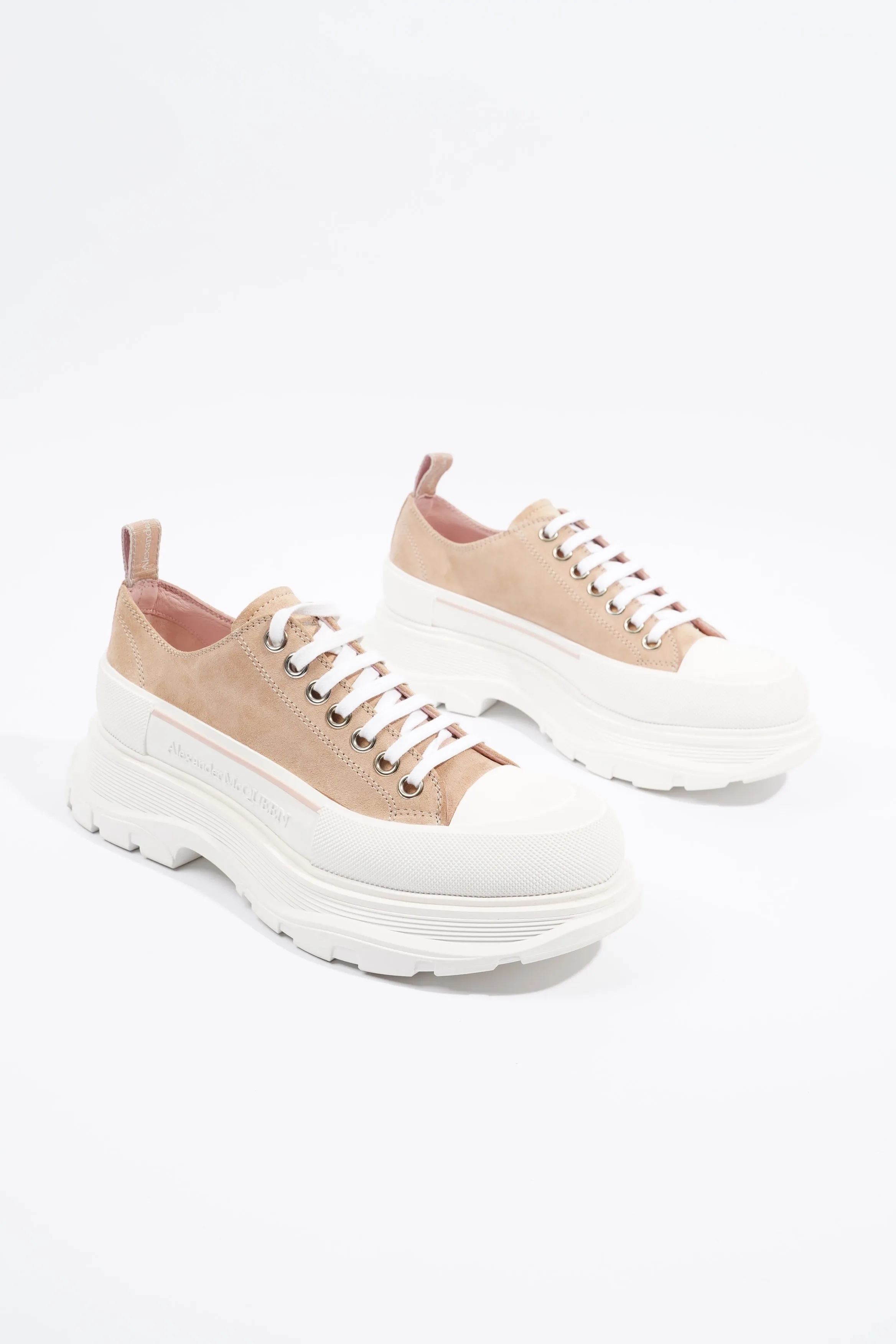 Alexander McQueen Womens Tread Slick Lace Up Sneaker White / Pink EU 40 / UK 7