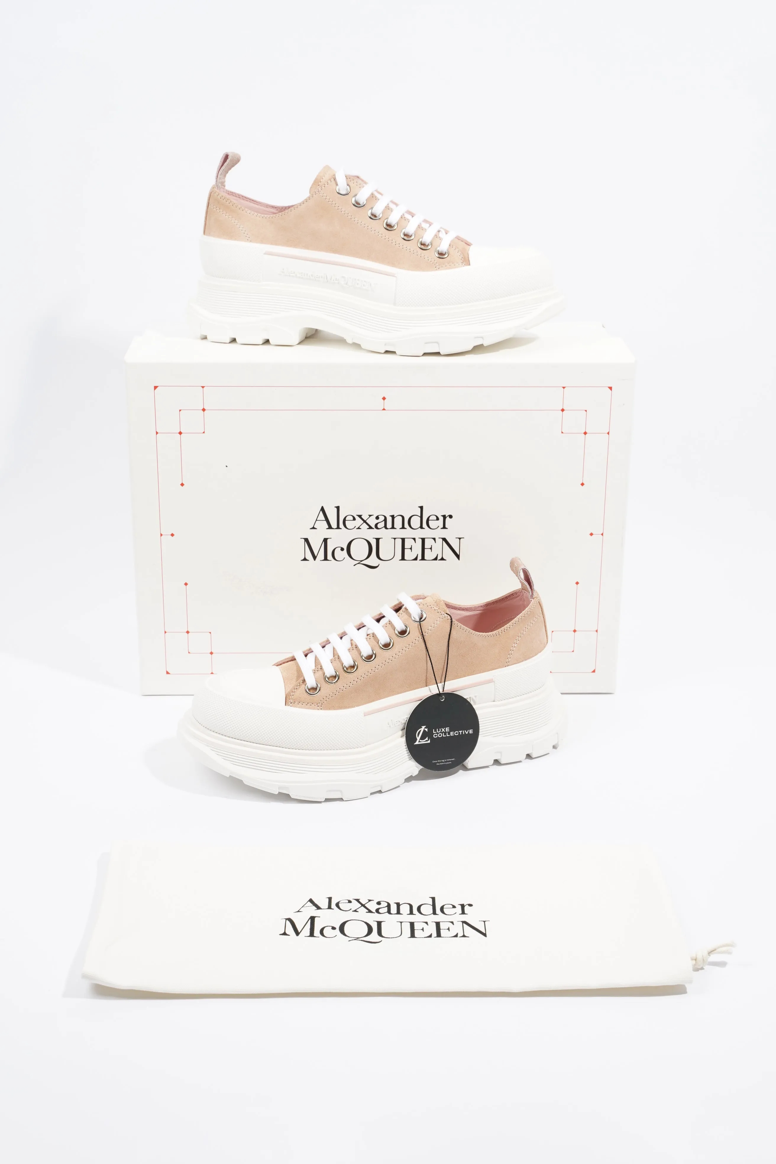 Alexander McQueen Womens Tread Slick Lace Up Sneaker White / Pink EU 40 / UK 7