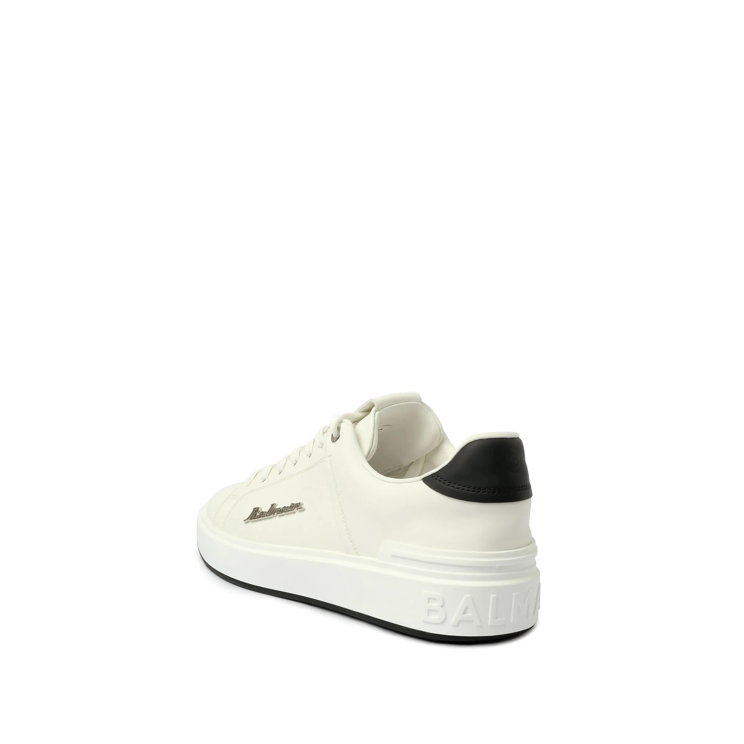 B-Court Calfskin Logo Sneaker in White/Black