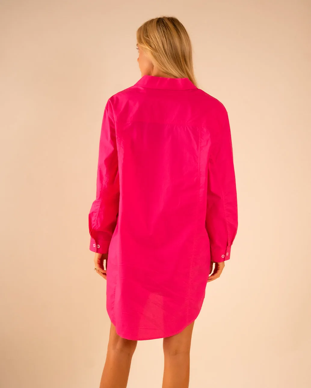 Basic Preslie Poplin Shirt Dress Magenta