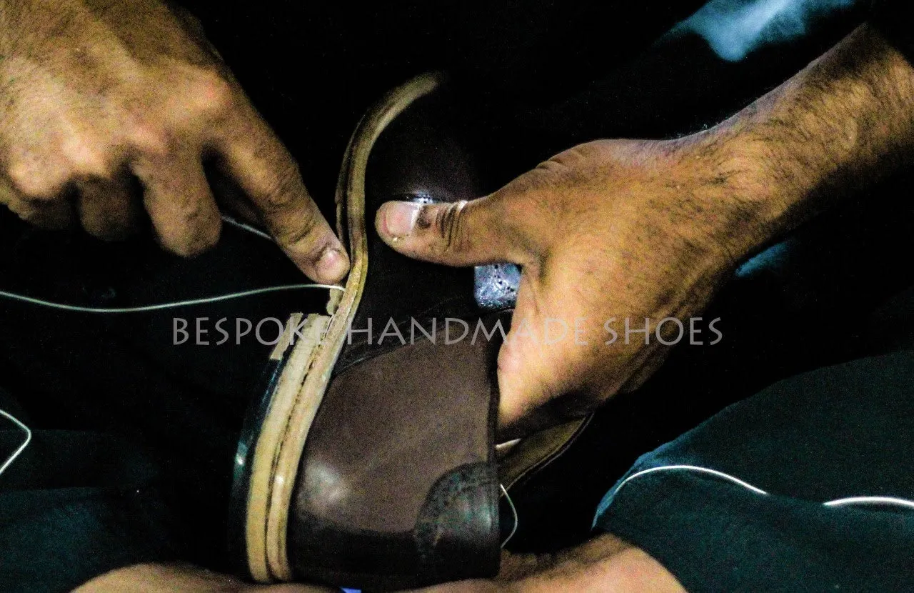 Bespoke Handmade Shoes, Two Tone Chocolate Brown & Tan Leather Double Monk Strap Dress / Formal Shoe