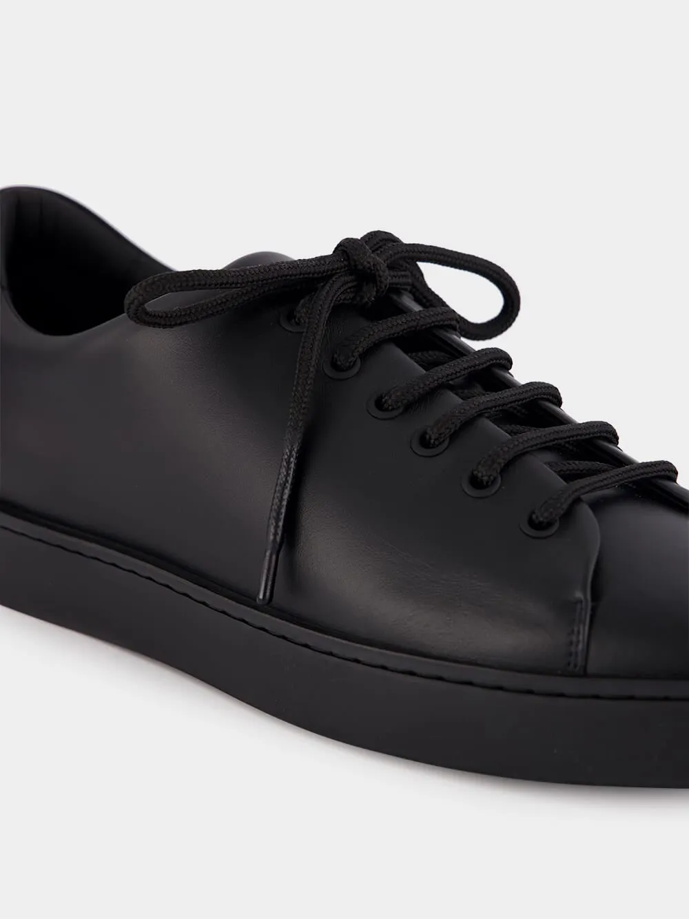 Black Calf Leather Sneakers