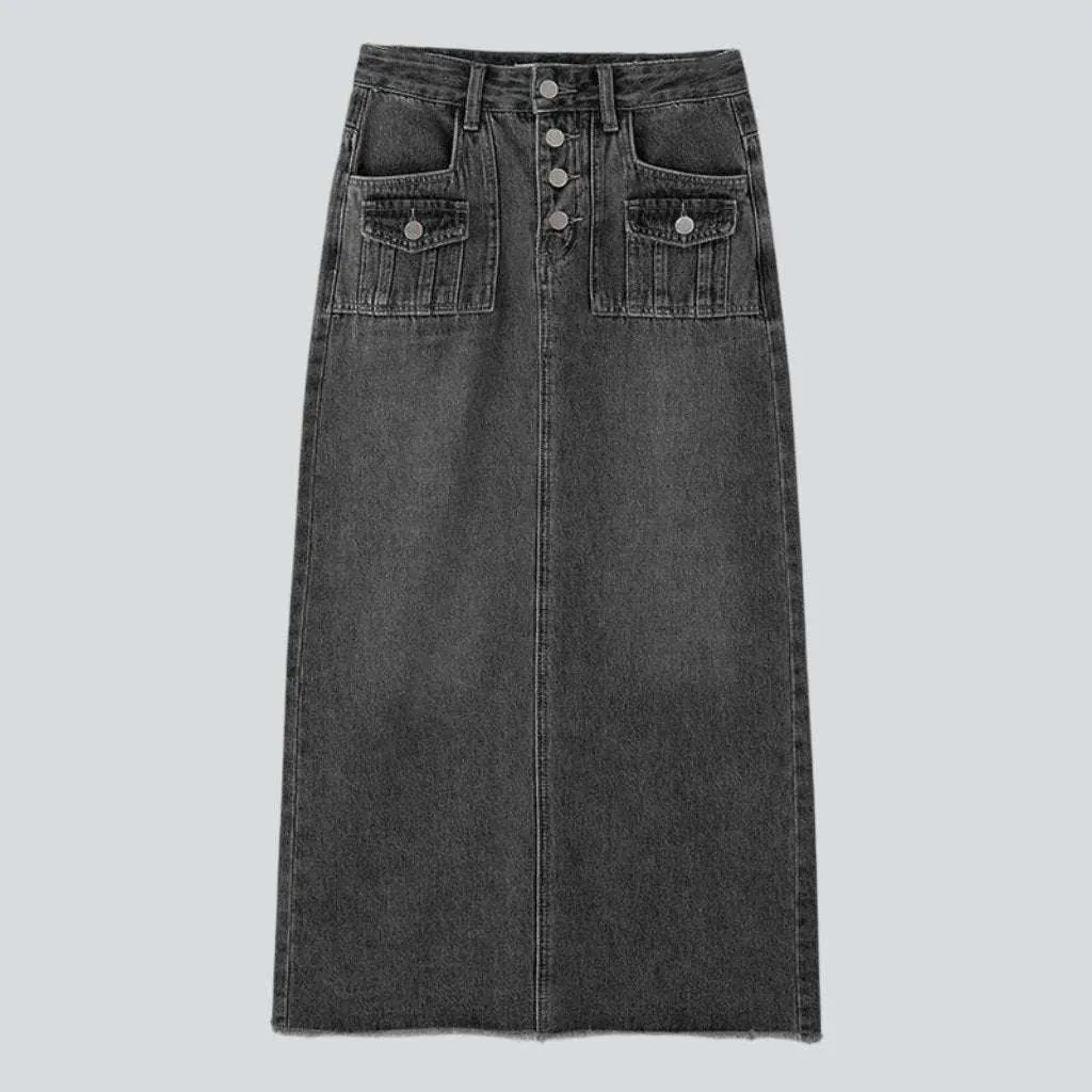 Boho chic retro denim skirt