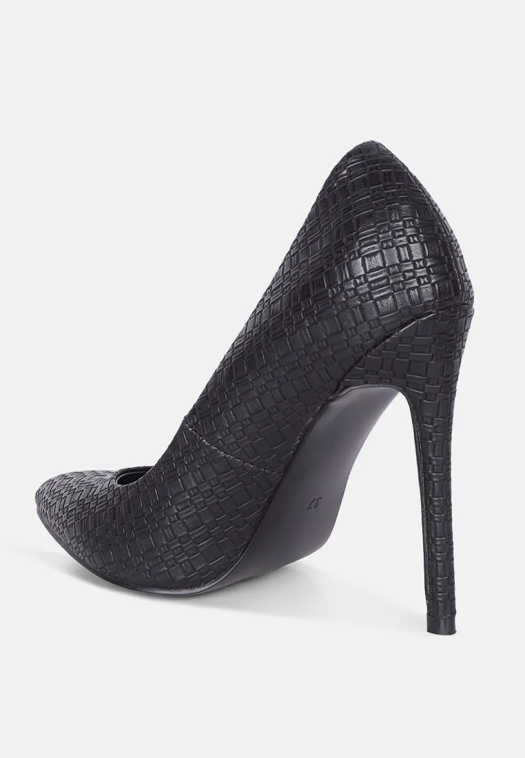 Brinkles Weave Pattern High Heel Pumps