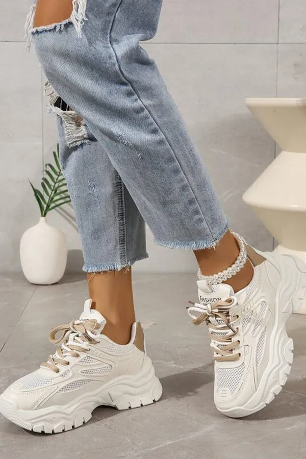 Casual Cozy Lace Up Thick Sole Sneakers