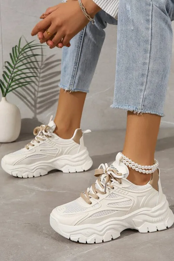 Casual Cozy Lace Up Thick Sole Sneakers