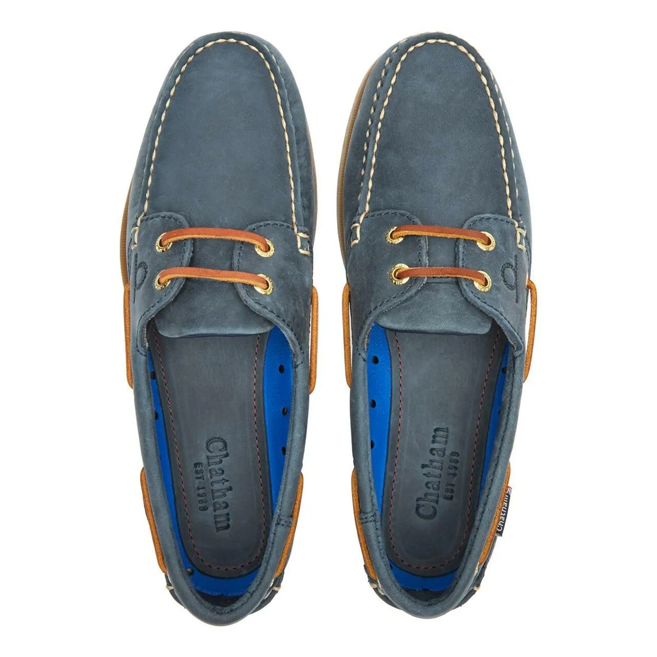 CHATHAM Mens Deck II G2 Leather Boat Shoes - Blue