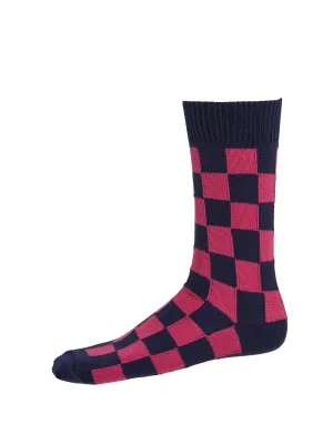 Check Socks - Pink/Marine