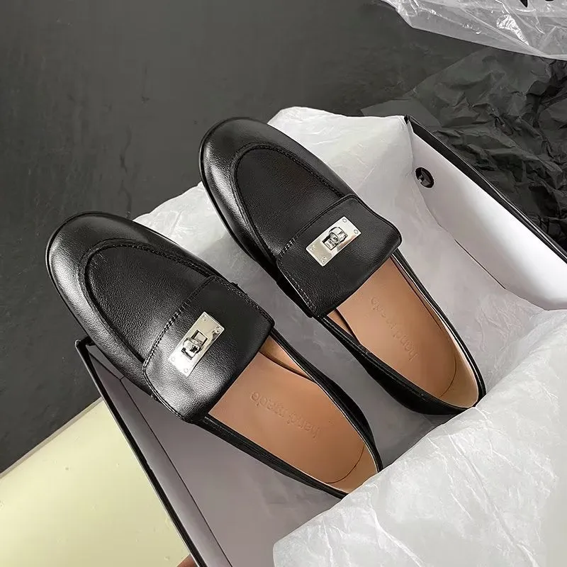 ChicLuxe Cow Leather Round Toe Casual Shoes