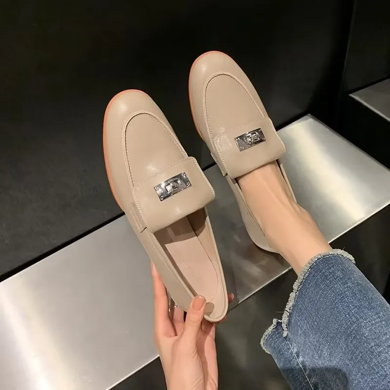 ChicLuxe Cow Leather Round Toe Casual Shoes