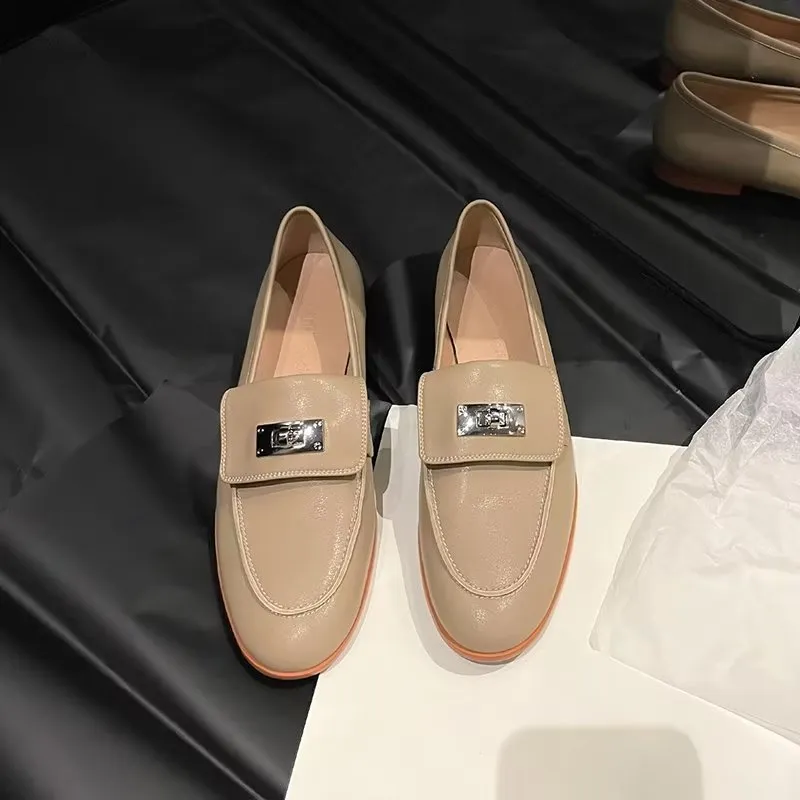 ChicLuxe Cow Leather Round Toe Casual Shoes