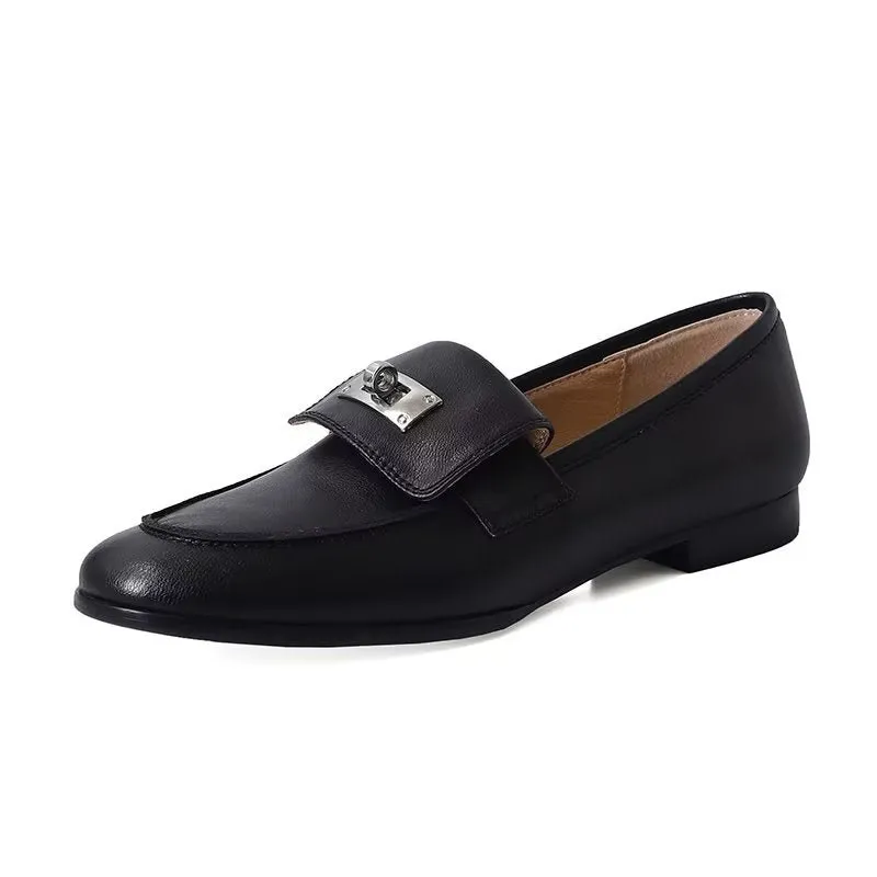 ChicLuxe Cow Leather Round Toe Casual Shoes