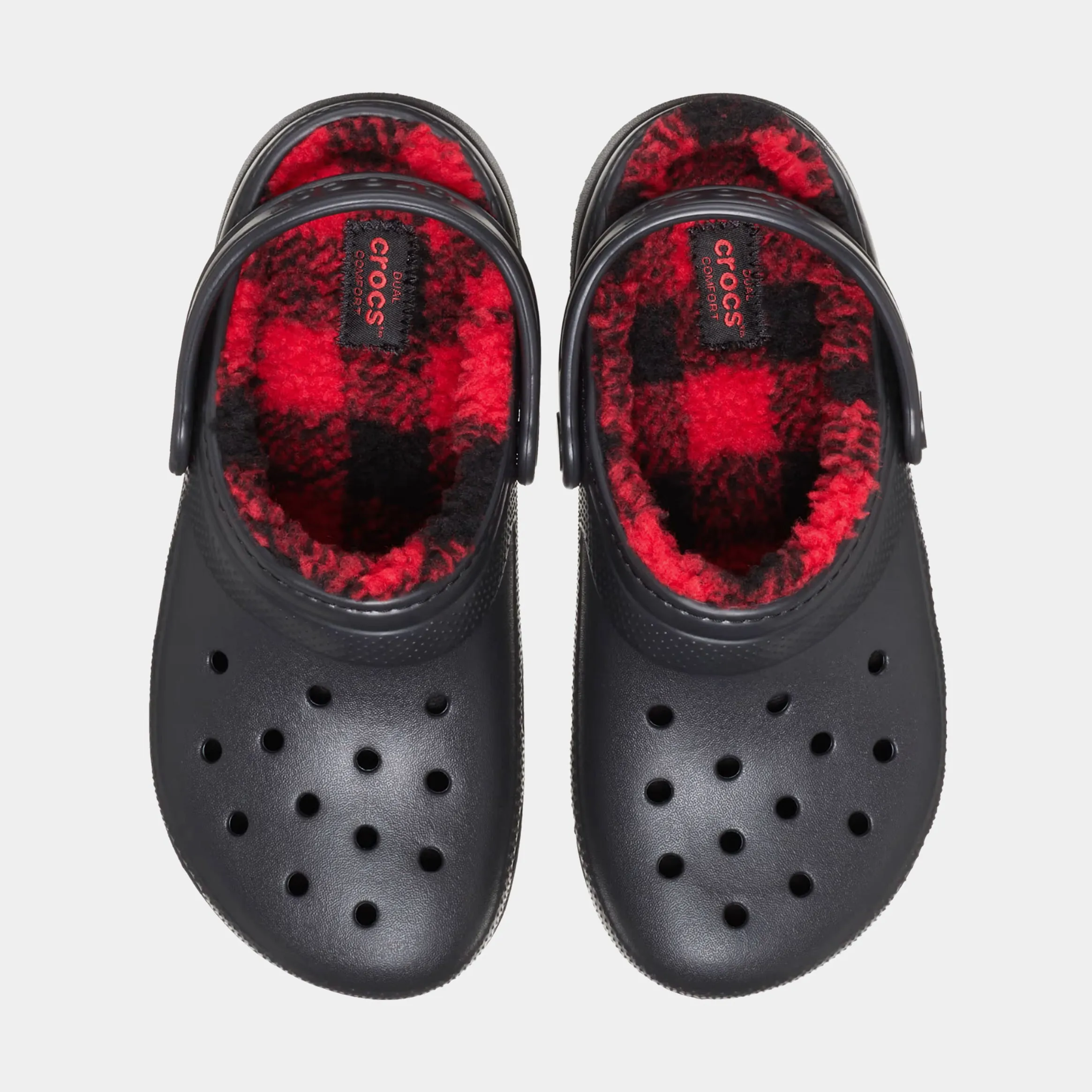 Classic Clog Buffalo Check Infant Toddler Sandals (Black/Red)