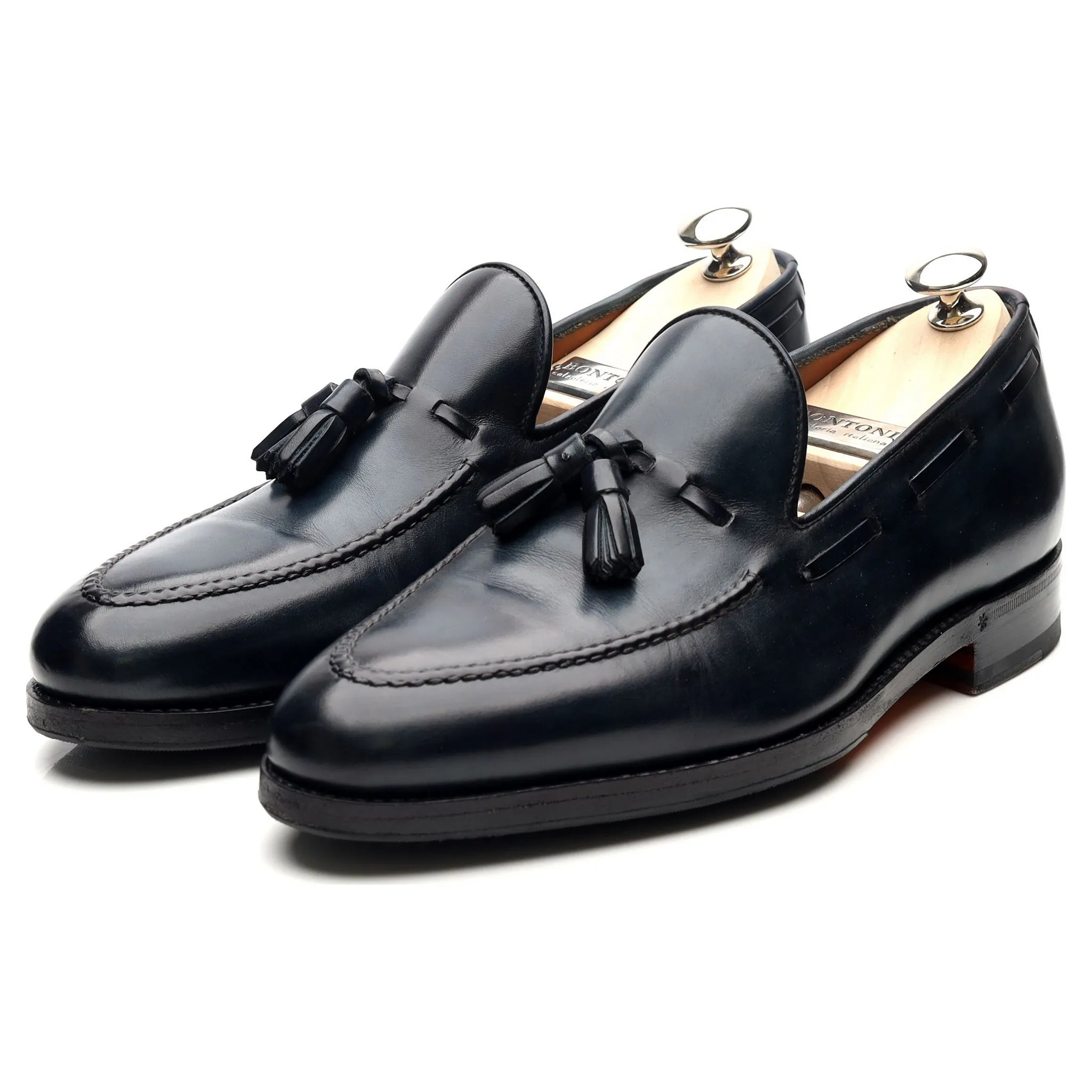 'Conte Max' Navy Blue Leather Tassel Loafers UK 6 EU 40