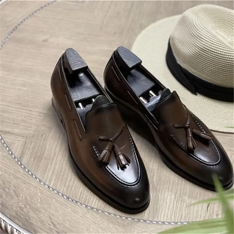 Elegant Tassel Brogue Style Leather Oxford Shoes