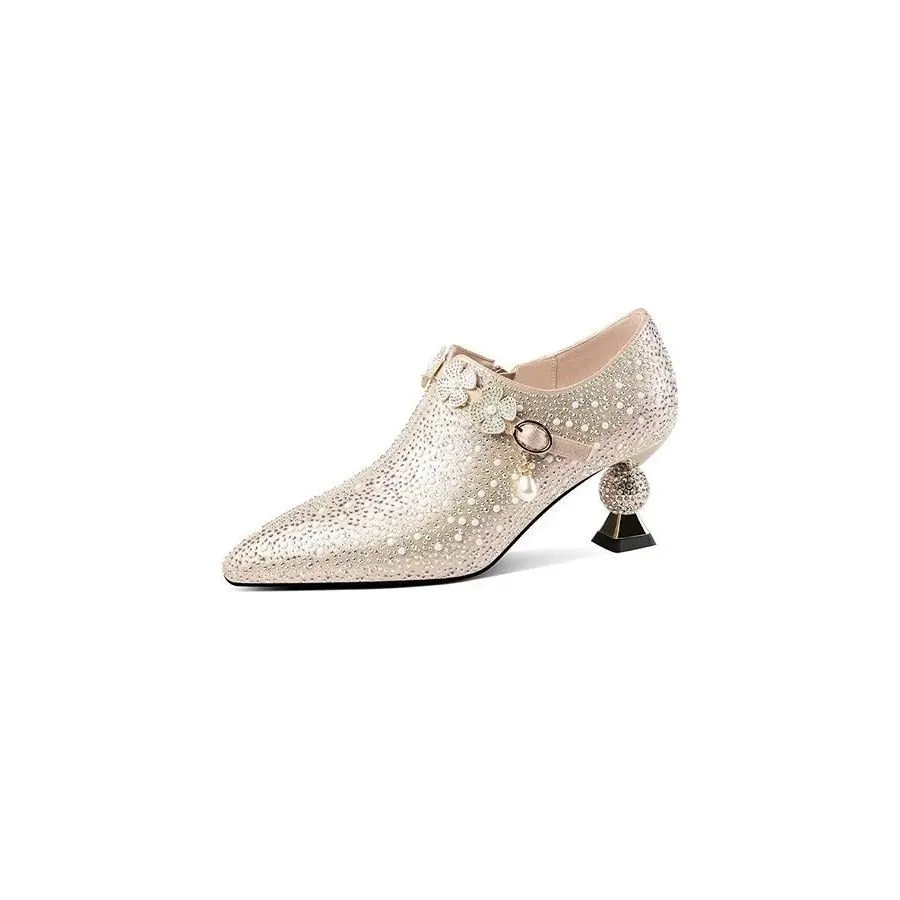 Embossed Elegance: Exotic Slip-On Pointed Toe Heels