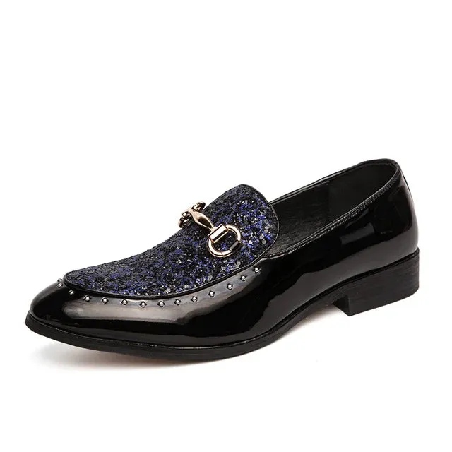 Geometric Pattern Rivet Appliques Loafers