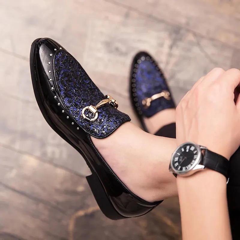 Geometric Pattern Rivet Appliques Loafers