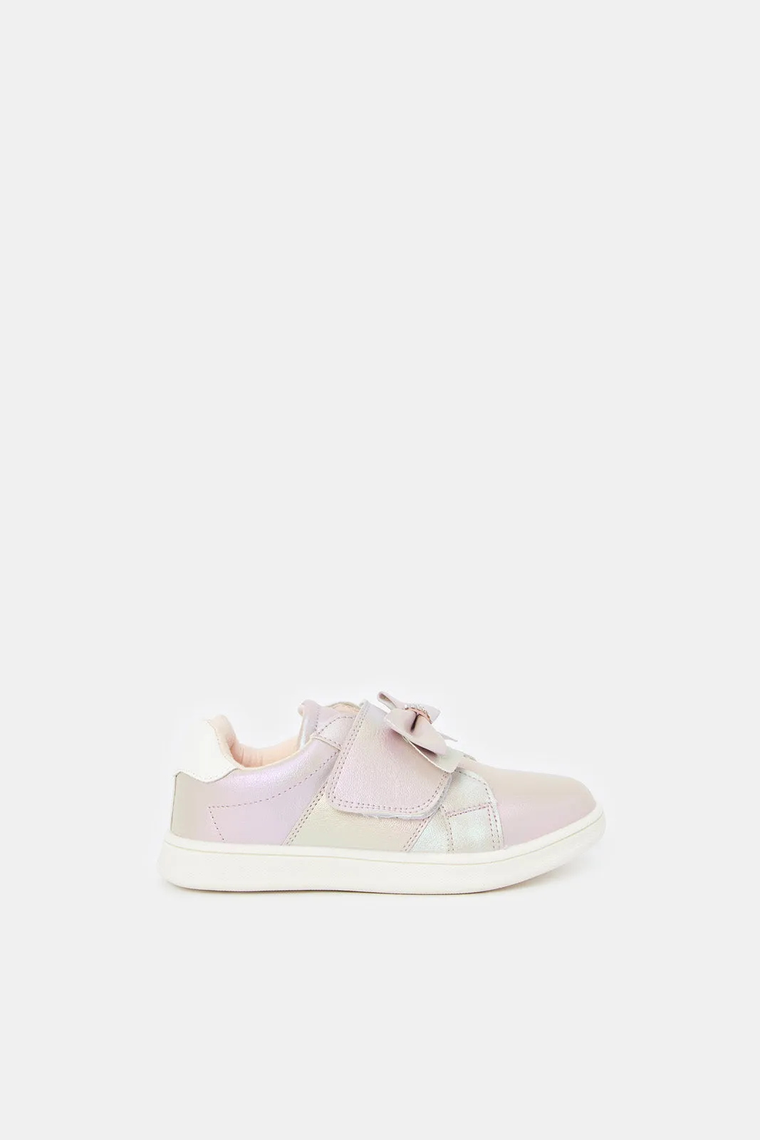 Girls Purple Bow Trim Sneaker