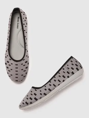 Grey Woven Design Flatform Ballerinas