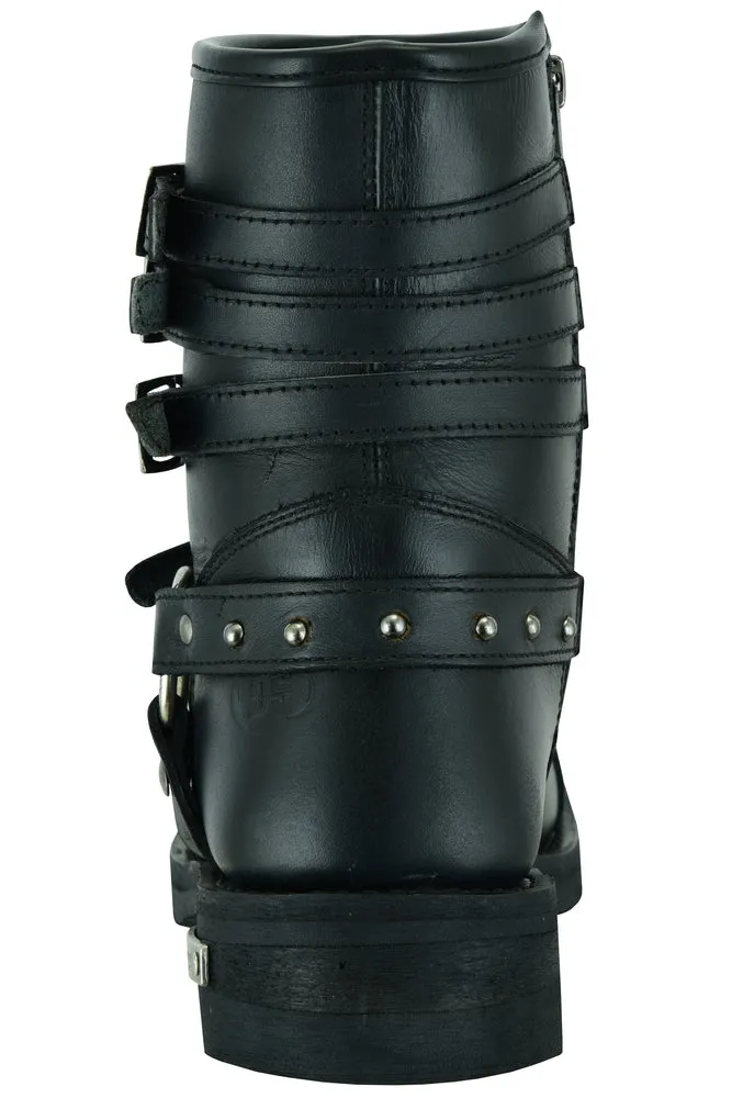 Harness Boot - Women's 9 Inch Black Triple Buckle Leather Harness Boot