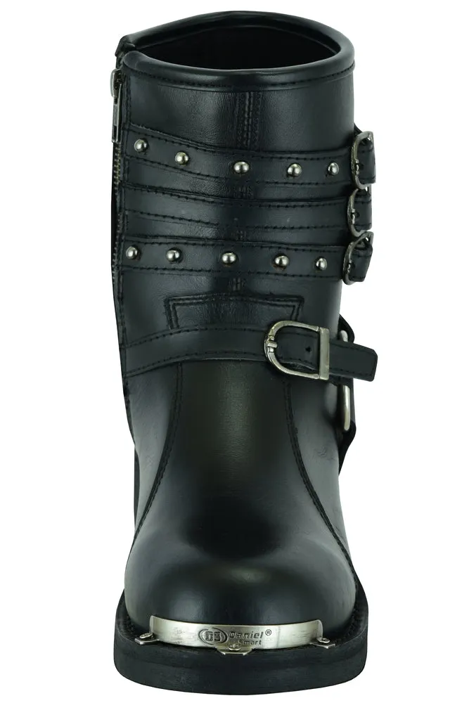 Harness Boot - Women's 9 Inch Black Triple Buckle Leather Harness Boot