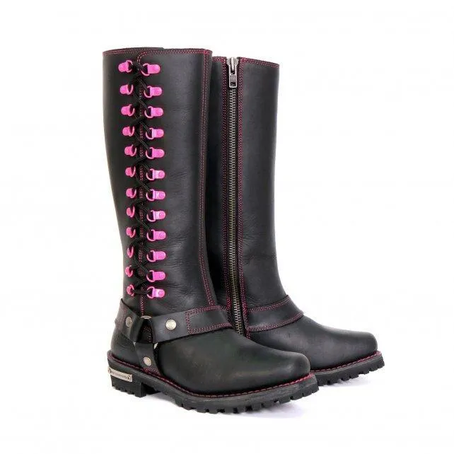 Hot Leathers BTL1006 Ladies 14-inch Black Knee-High Leather Boots with Side Zipper Entry