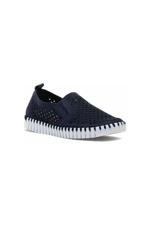 Ilse Jacobsen Hornbæk Tulip 140 Woman's Slip On Sneakers  | Navy 600 | Clearance Final Sale