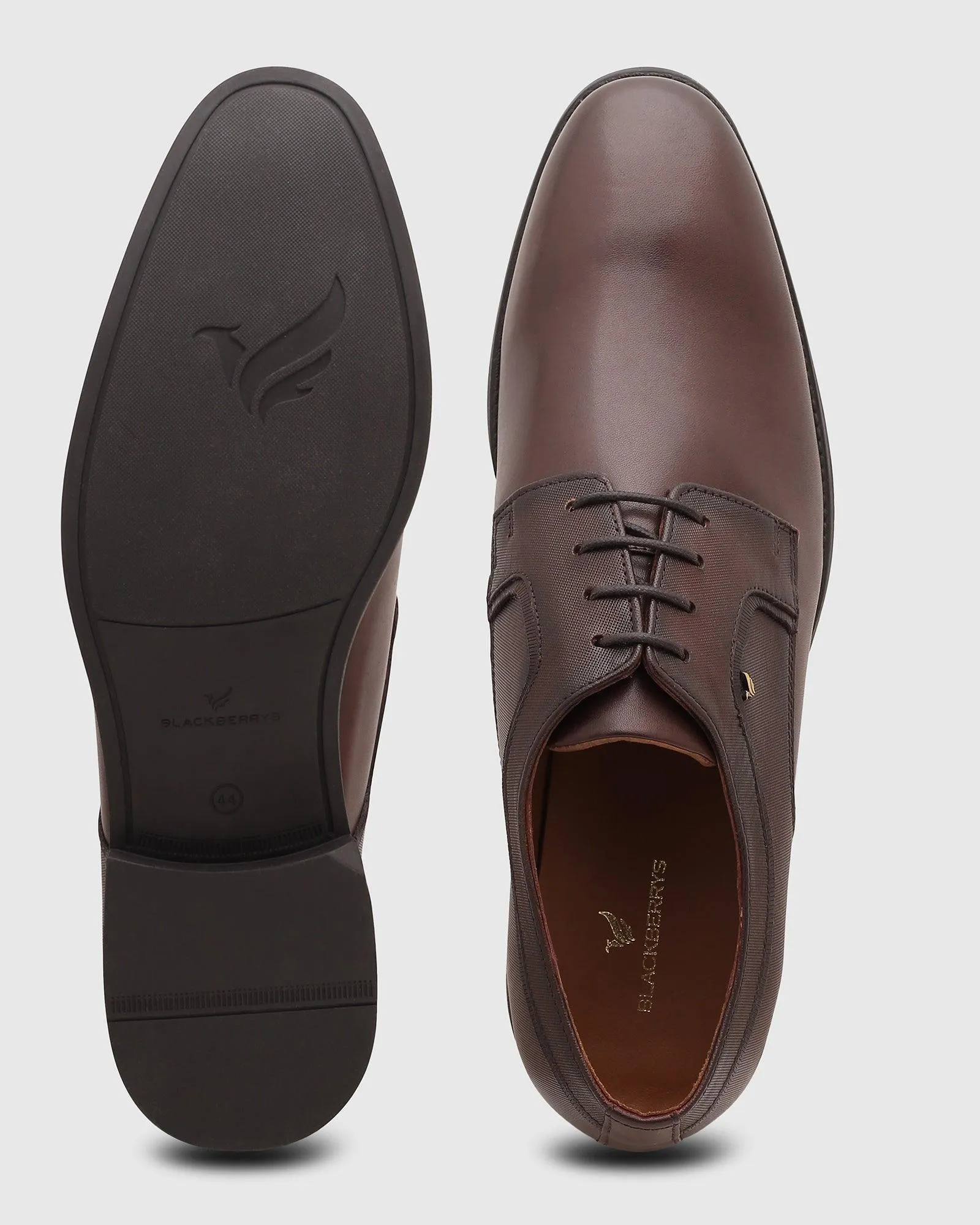 Leather Burgundy Solid Derby Shoes - Quddor