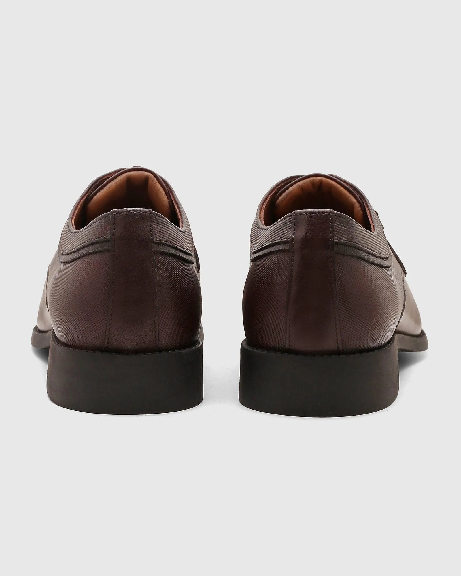 Leather Burgundy Solid Derby Shoes - Quddor