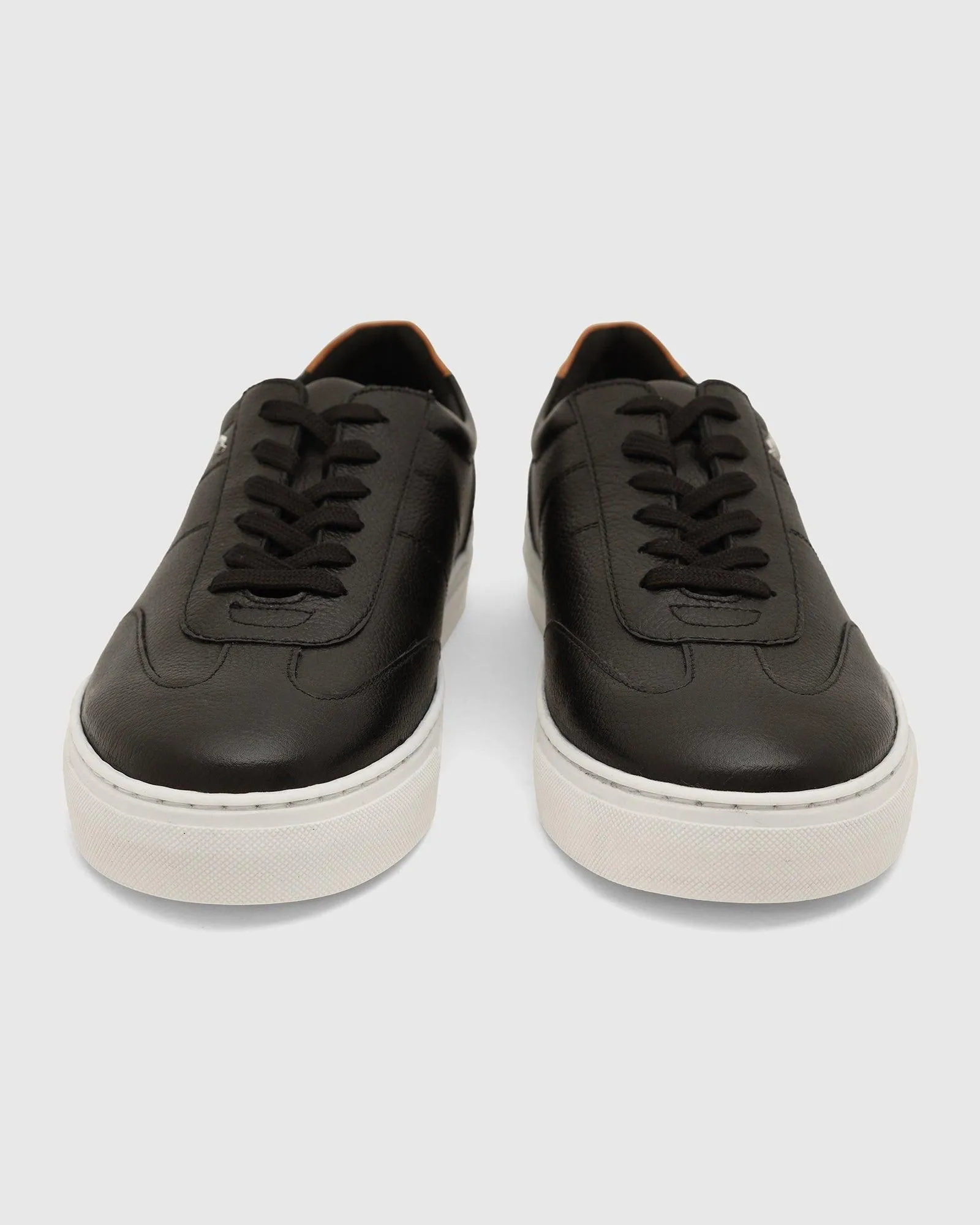 Leather Jet Black Solid Sneakers - Tablet