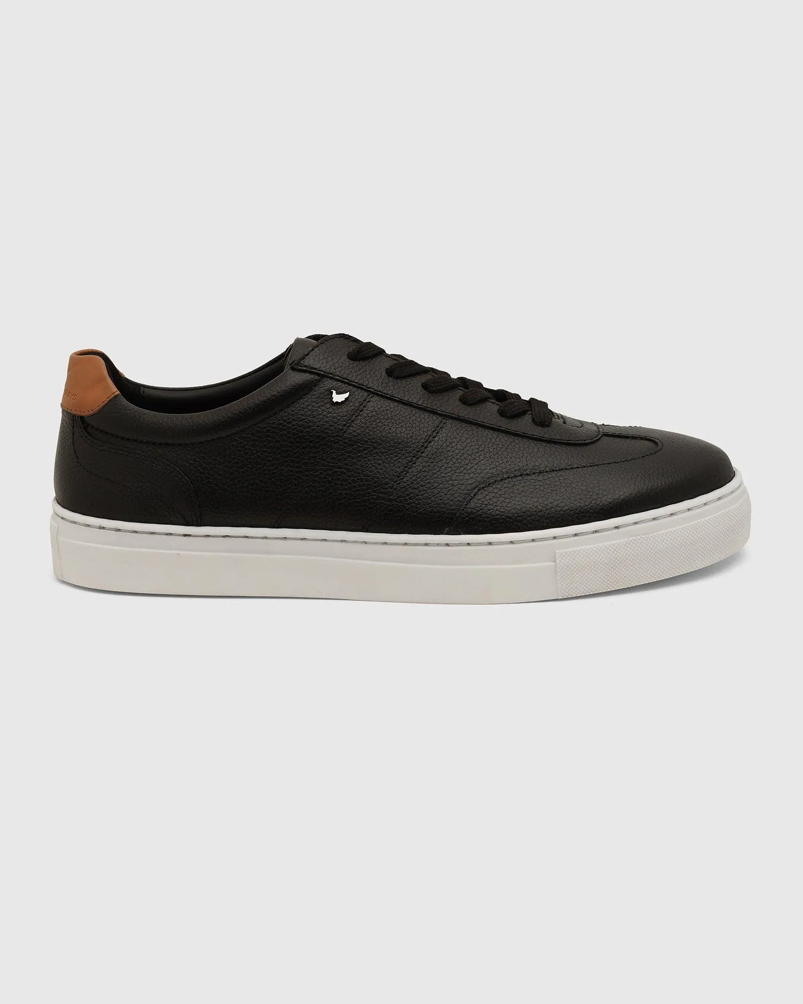 Leather Jet Black Solid Sneakers - Tablet