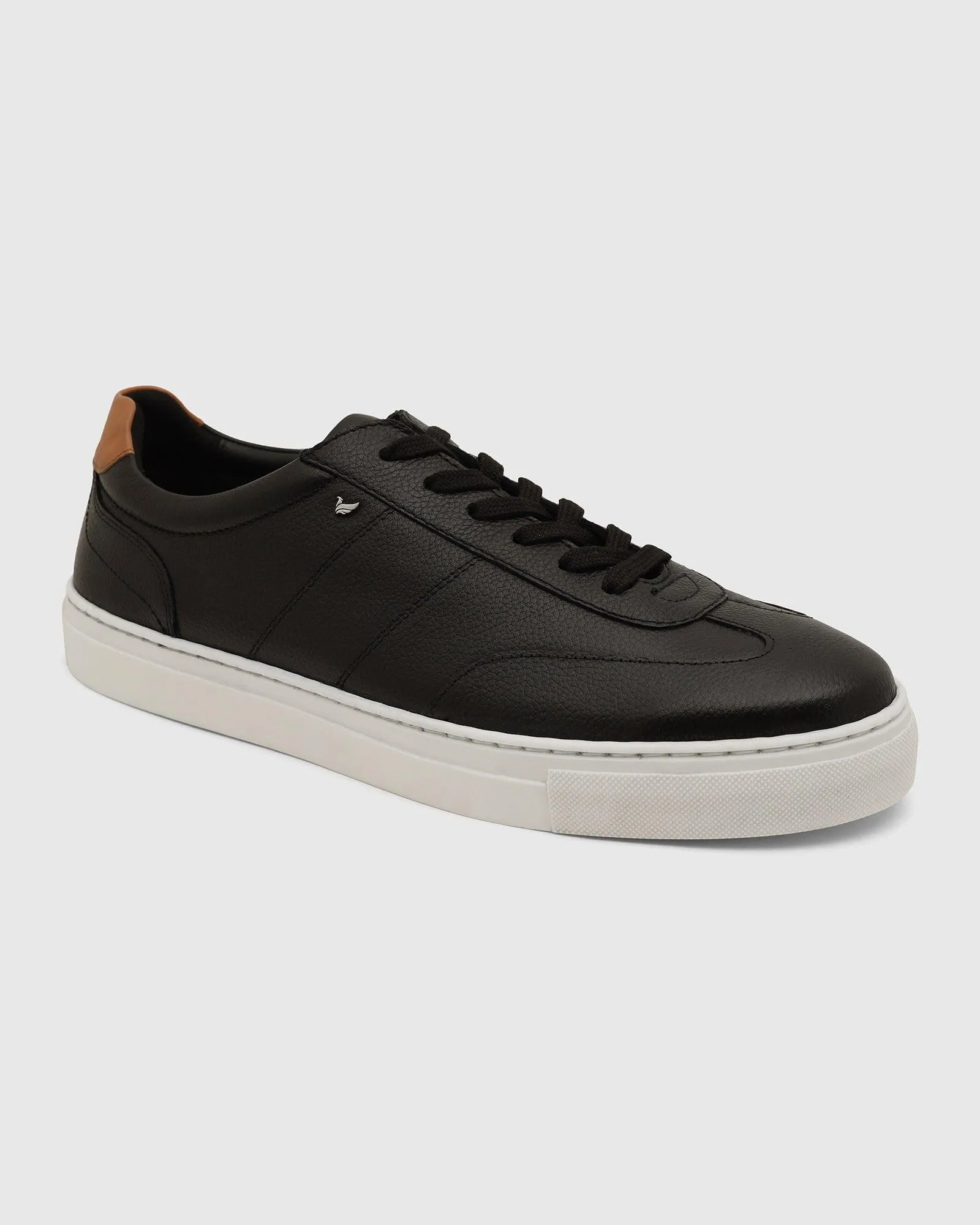 Leather Jet Black Solid Sneakers - Tablet