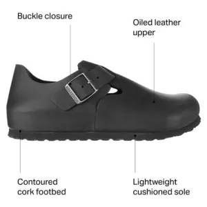 Leather shoes London women's Birkenstock, color Black Oiled Leather