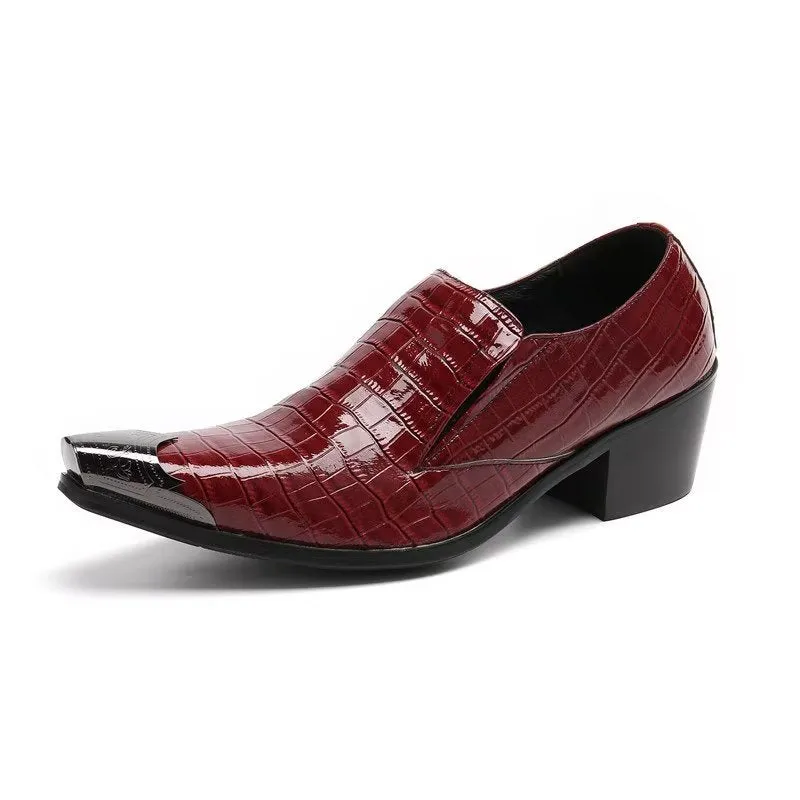 LuxeLeather CrocSlip Elegant Dress Shoes