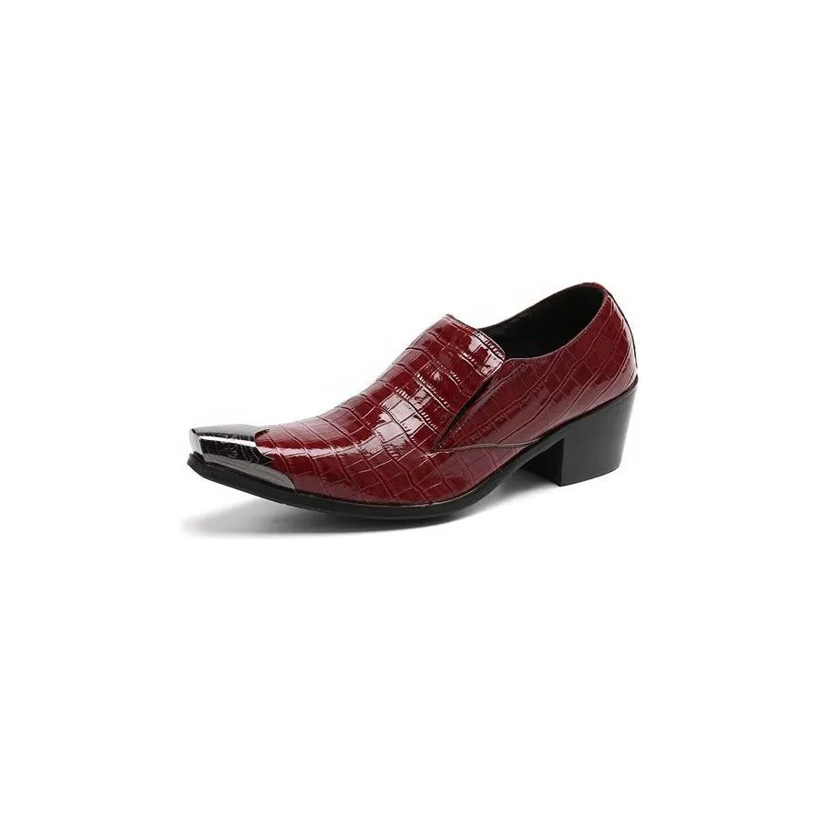 LuxeLeather CrocSlip Elegant Dress Shoes