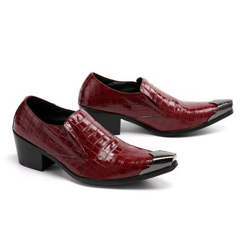 LuxeLeather CrocSlip Elegant Dress Shoes