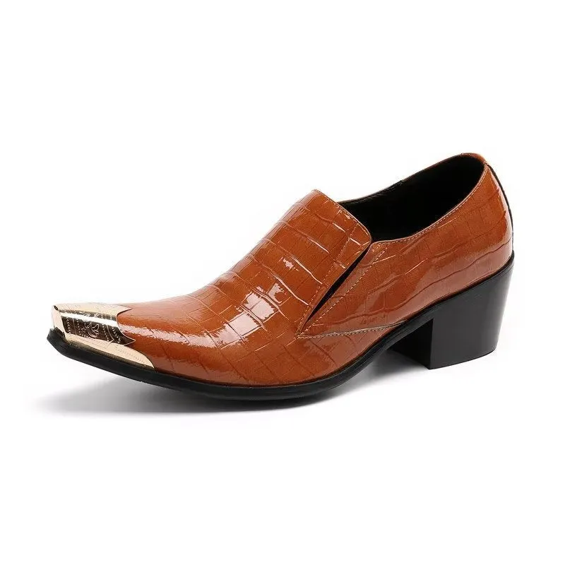 LuxeLeather CrocSlip Elegant Dress Shoes