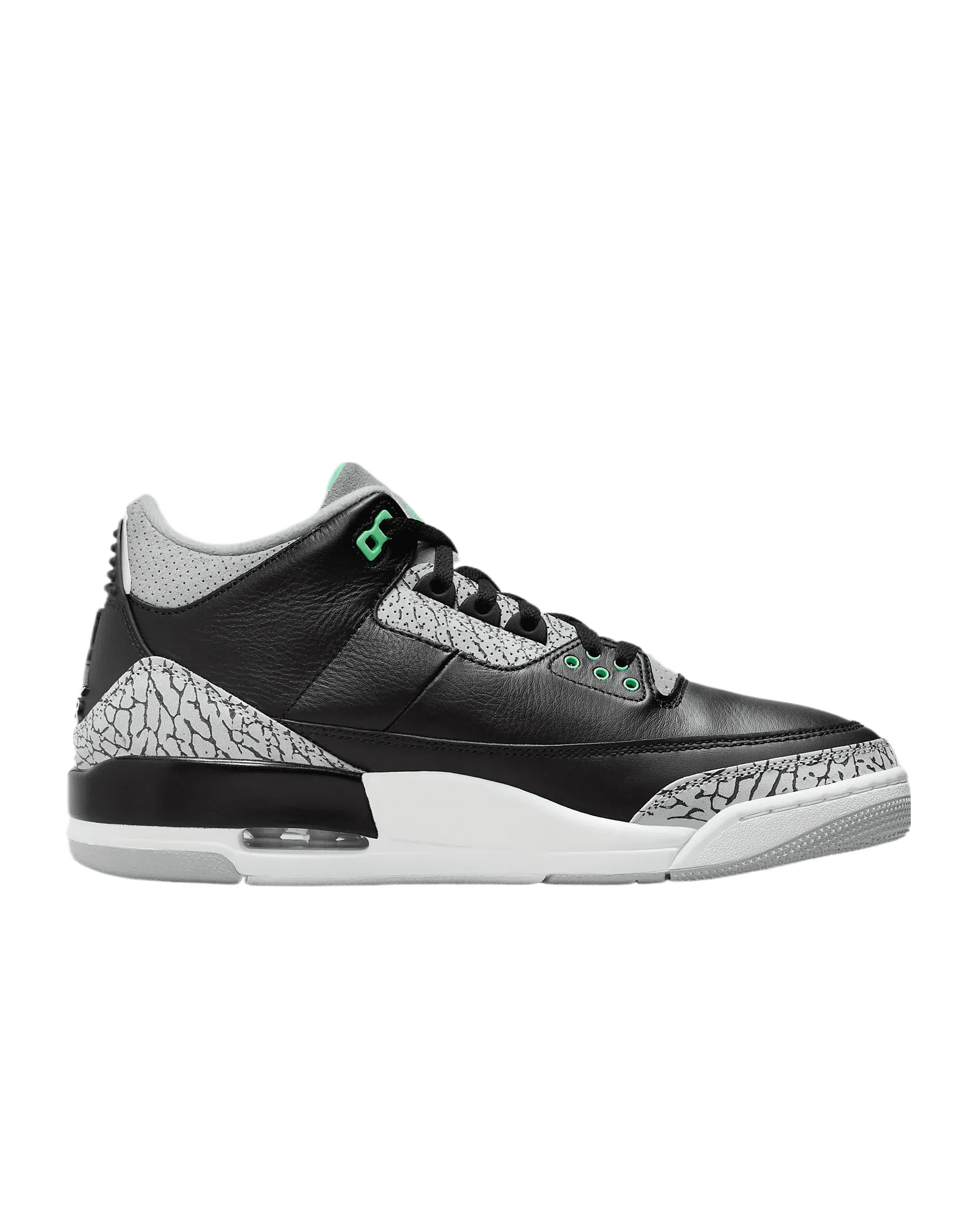 Men'S  3 Retro Black / Green Glow-Wolf Grey CT8532-031, Size 12-US