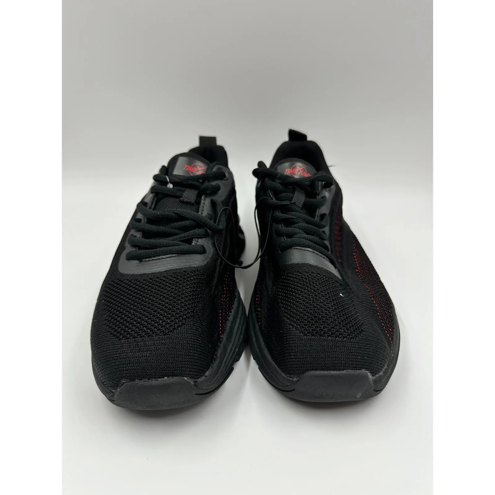 Men's Size 8, Black and Red Knit Running Sneakers