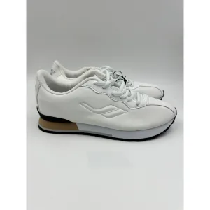 Men's Size 9.5, All White 70s Style Casual w/ Chunky Sole & Beige Accent on Sole