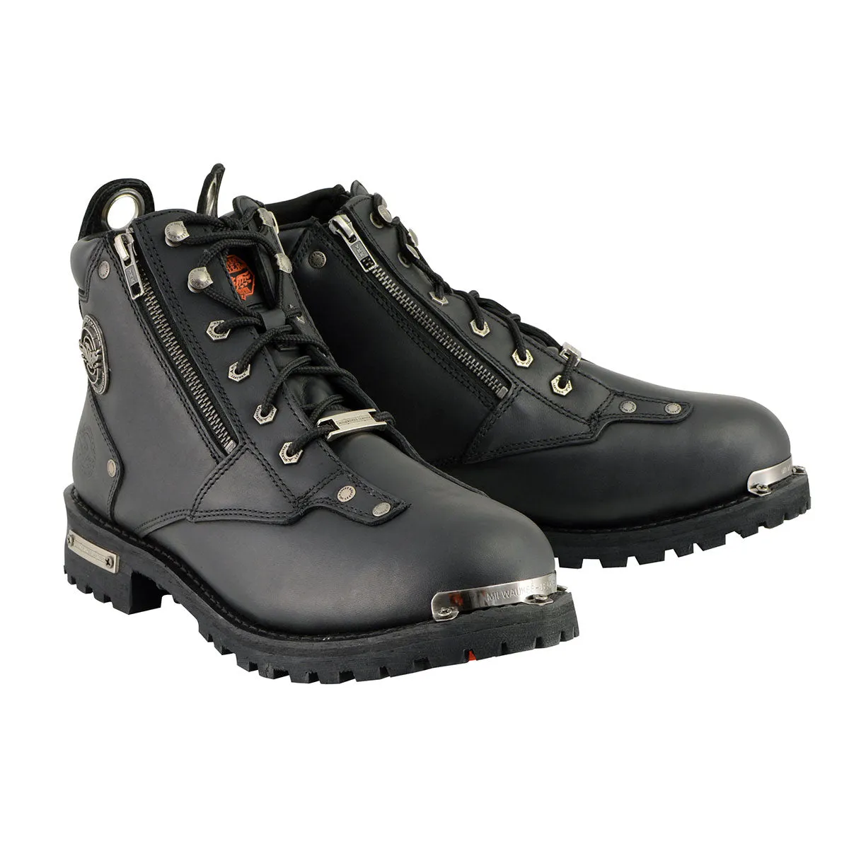 Milwaukee Leather MBM103 Men's Black Leather Lace-Up Motorcycle Boots