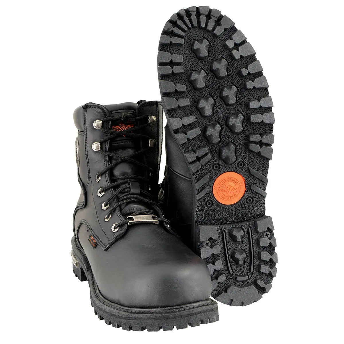 Milwaukee Leather MBM9097WPST Men's Black 'Wide-Width' 6-inch Logger Steel Toe Water Proof Leather Boots