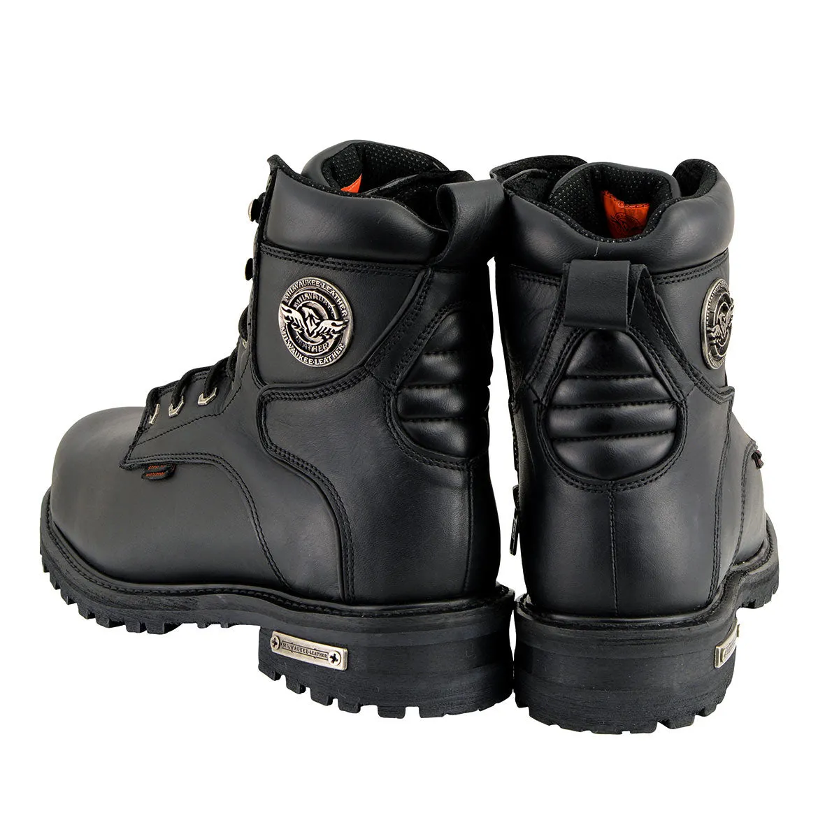 Milwaukee Leather MBM9097WPST Men's Black 'Wide-Width' 6-inch Logger Steel Toe Water Proof Leather Boots