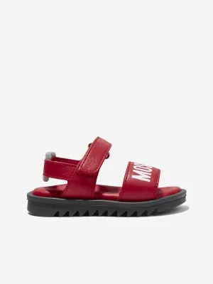 Moschino Kids Logo Sandals in Red