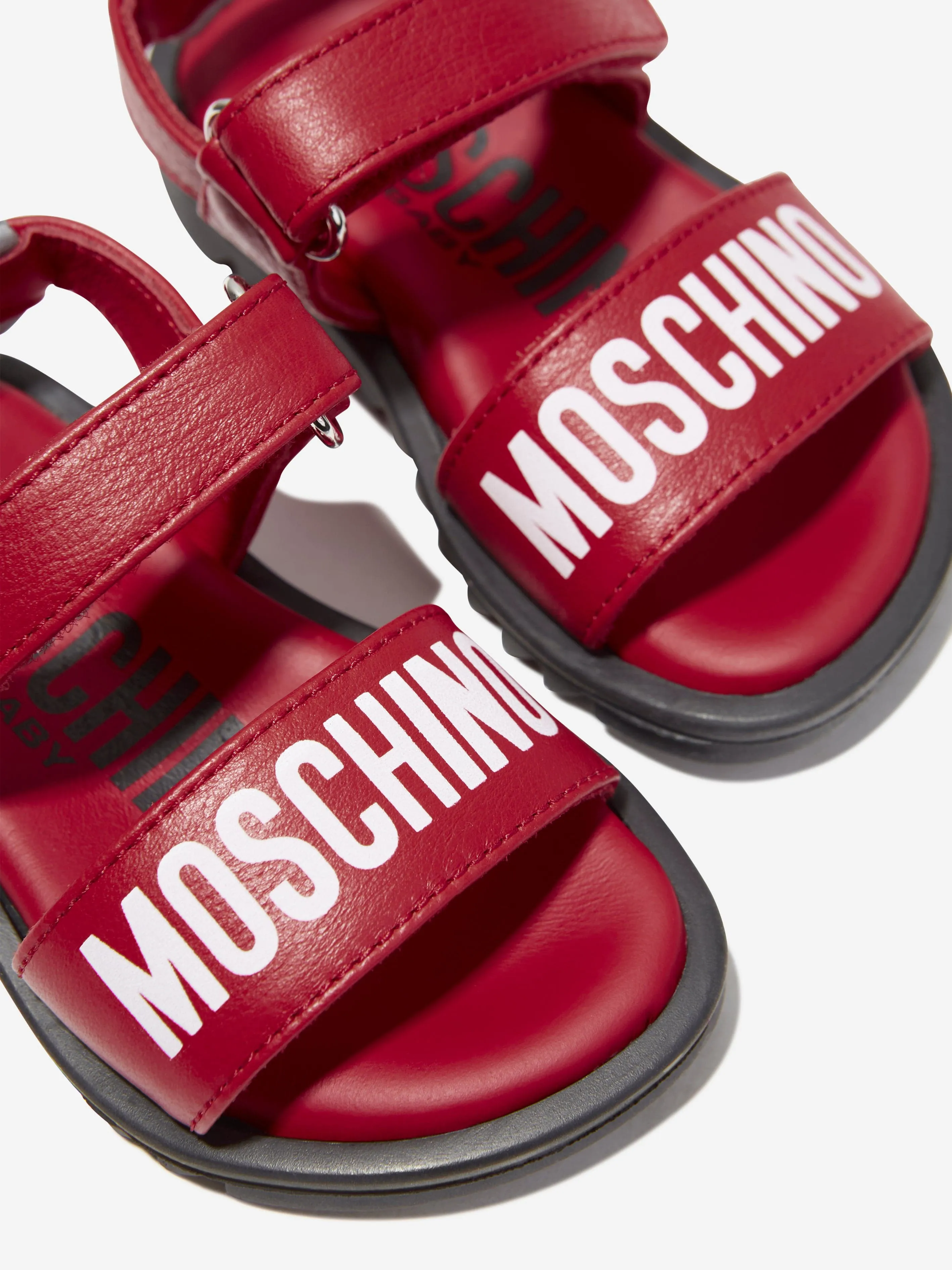 Moschino Kids Logo Sandals in Red