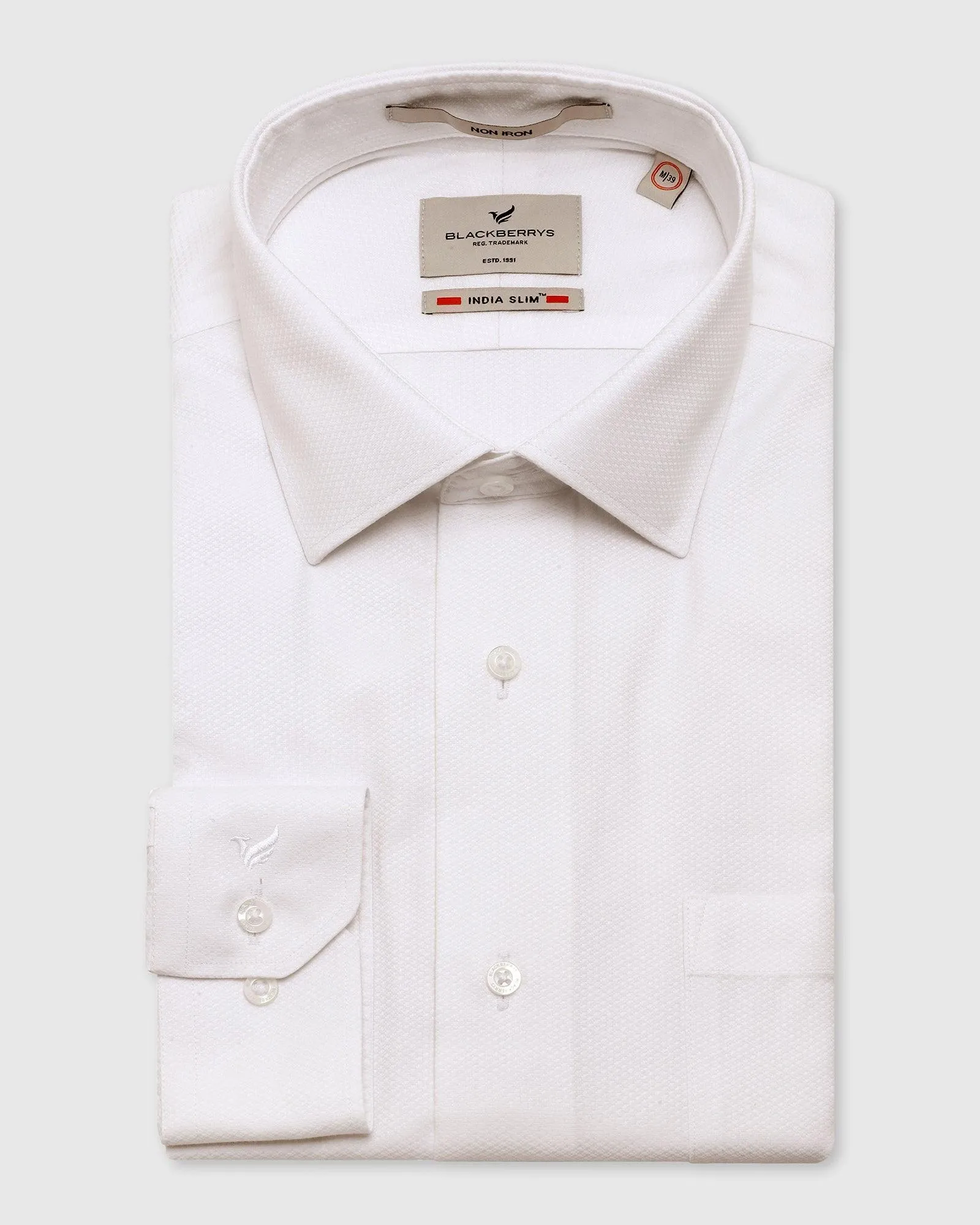 Non Iron Formal White Textured Shirt - Dofon