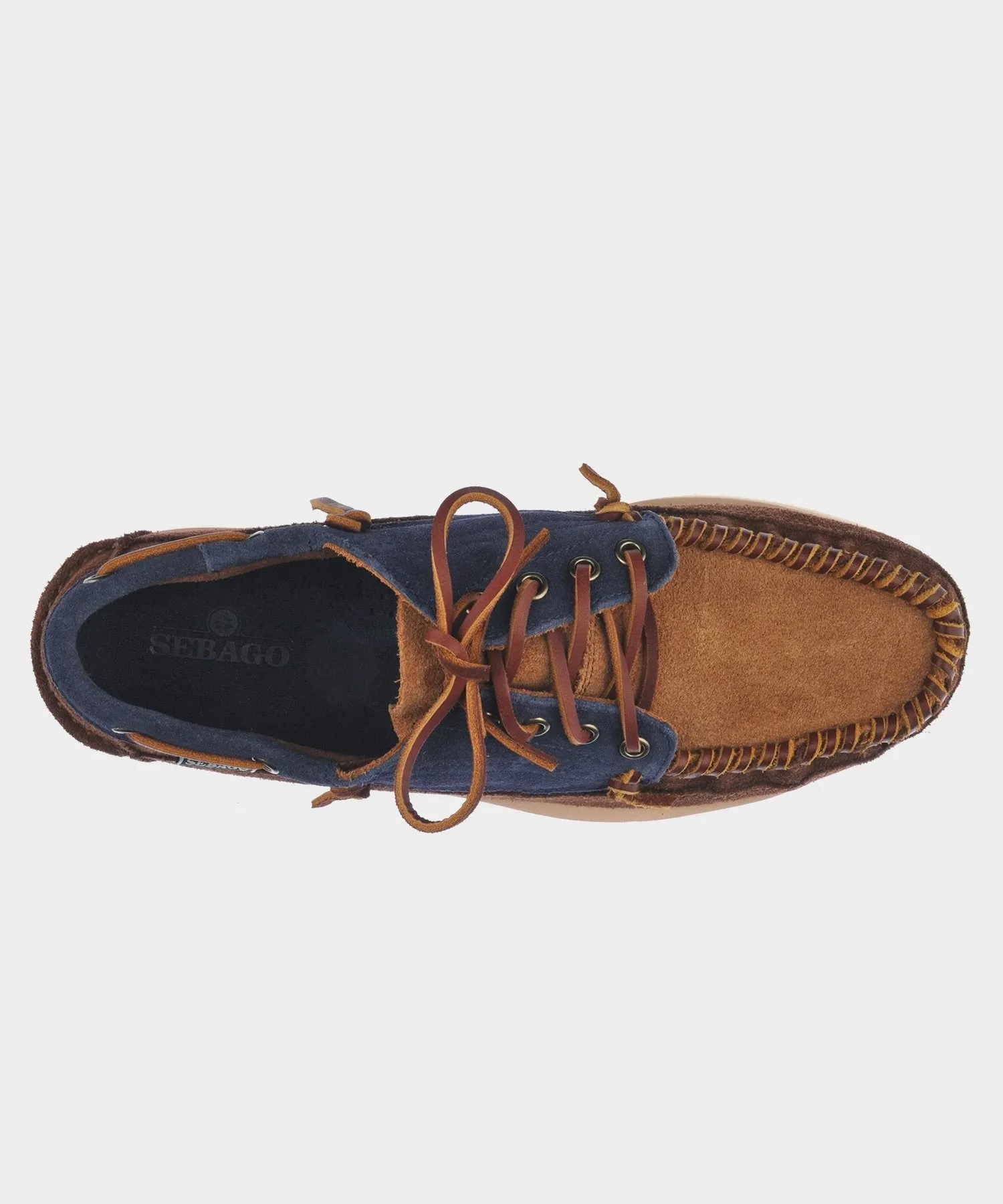 Sebago Cayuga Suede Moccasin in Navy/Cognac