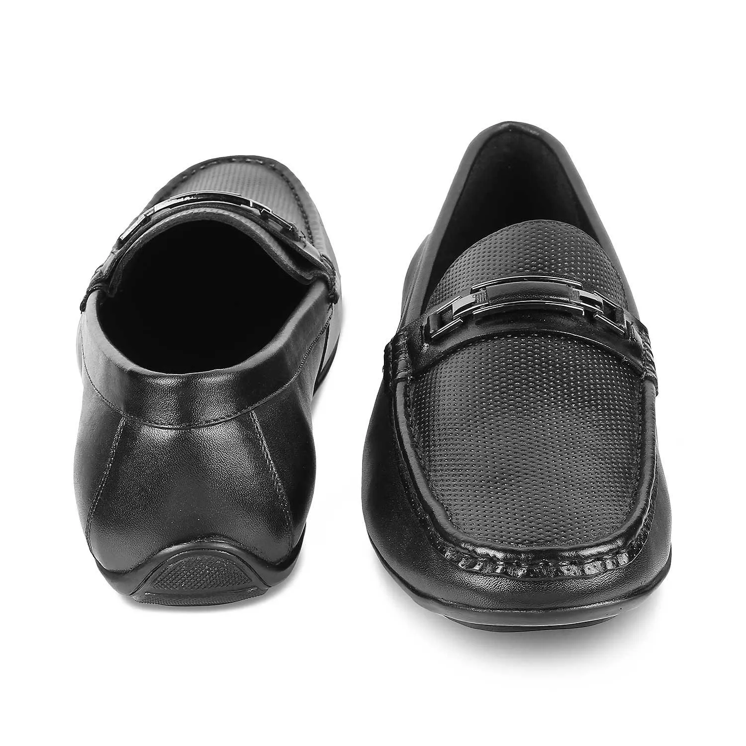 The Abia Black Men's Leather Driving Loafers Tresmode